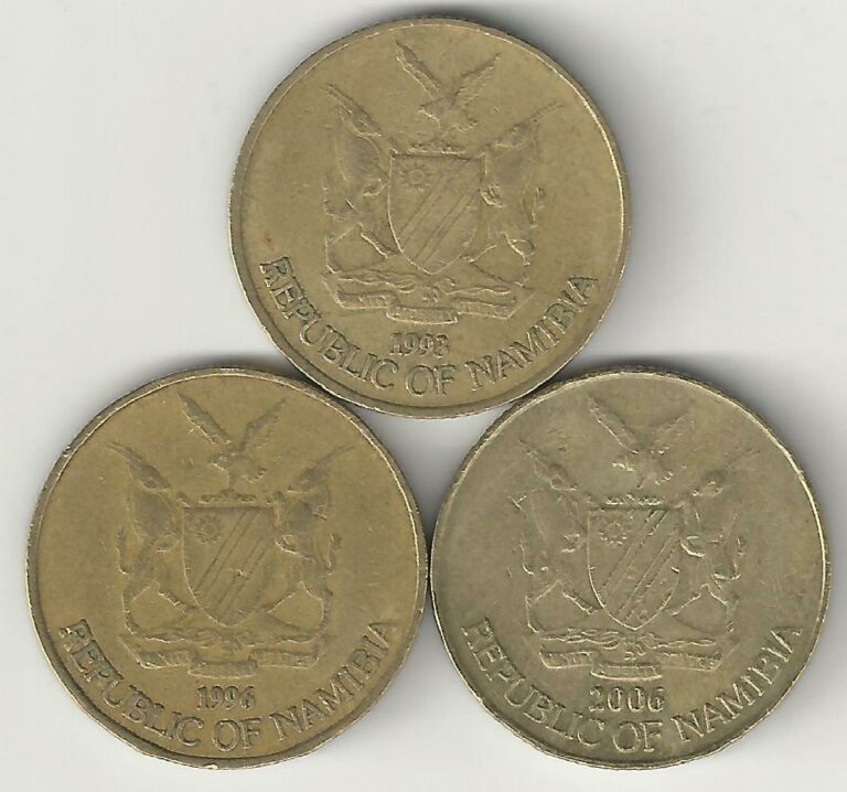 Read more about the article 3 DIFFERENT 1 DOLLAR COINS from NAMIBIA (1993  1996 and 2006)