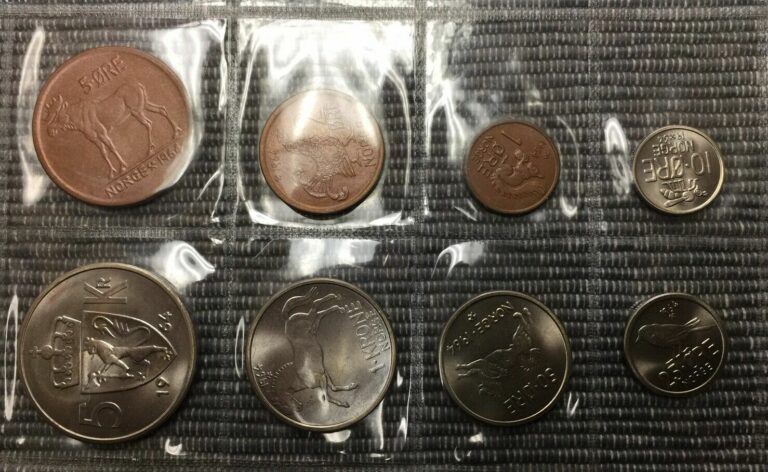 Read more about the article NORWAY (8) Coin Mint Set Uncirculated Coins  1964  MS-6  Mintage: 1 200 Sets