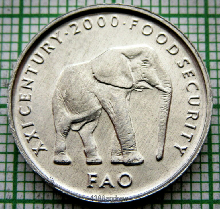 Read more about the article SOMALIA 2000 5 SHILLINGS  ELEPHANT  FAO SERIES  ALUMINIUM UNC