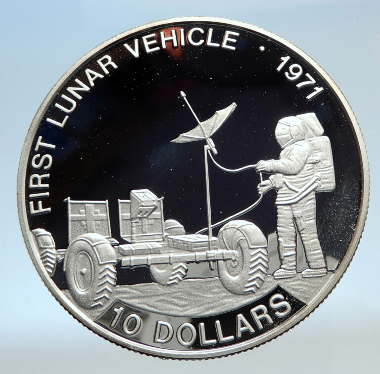 Read more about the article 1992 SOLOMON ISLANDS Lunar Vehicle NASA Moon Landing Proof Silver 10 Coin i74264