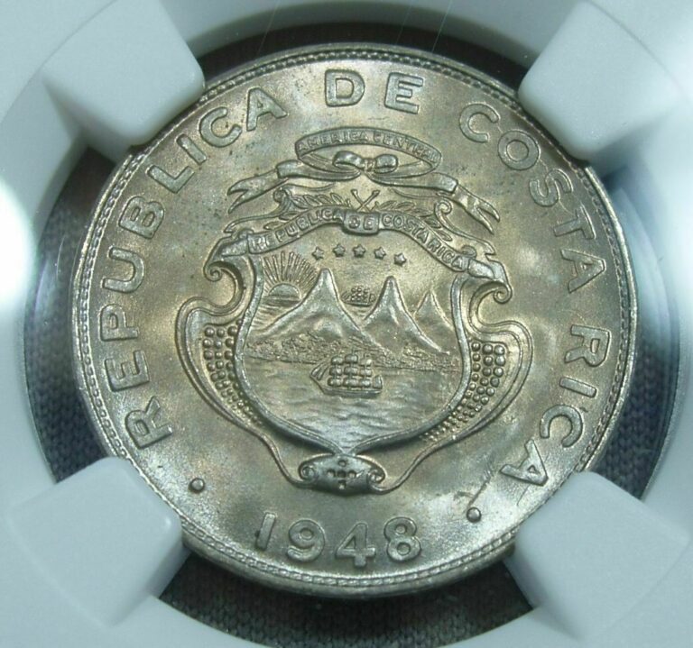 Read more about the article 1948 BNCR Costa Rica 25 Centimos.  KM-175.  NGC MS65+.
