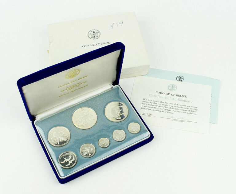 Read more about the article 1974 Belize 8 Coin Solid Sterling Silver Proof Set Birds of Belize OGP