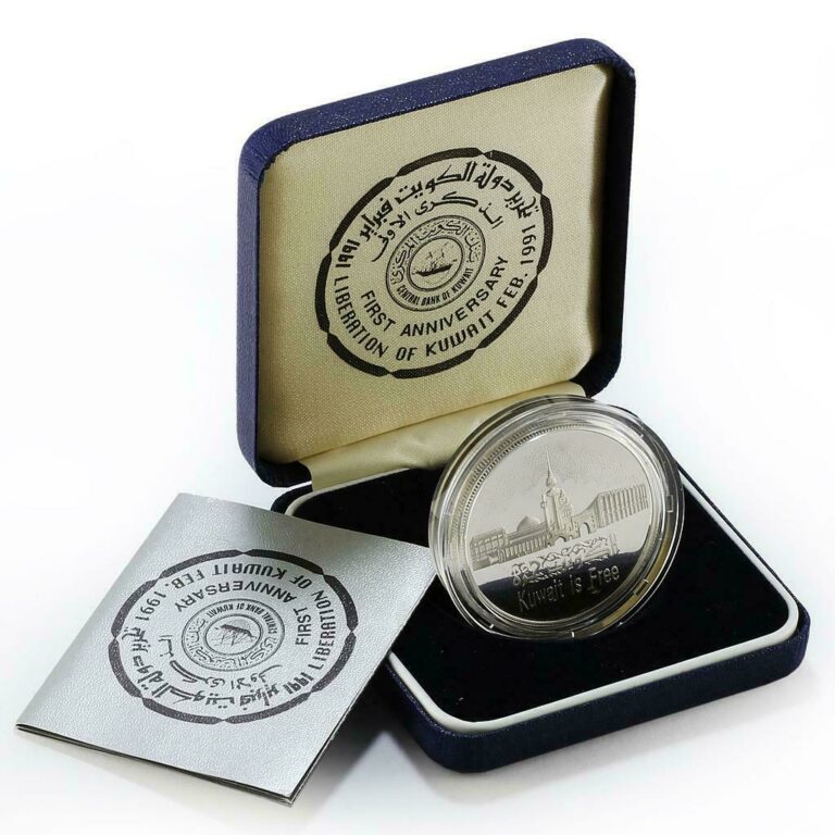 Read more about the article Kuwait 5 dinars 1st Anniversary of Liberation Day proof silver coin 1991