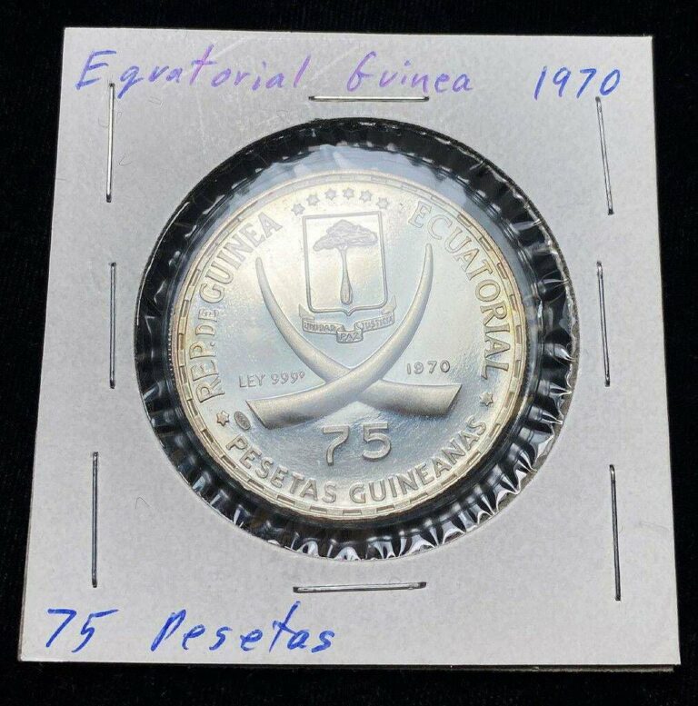 Read more about the article 1970 GUINEA EQUATORIAL 75 PESETAS SILVER PROOF ABRAHAM LINCOLN MINT=4 390 COINS