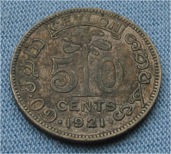 Read more about the article 1921 Ceylon 50 Cents Silver Coin George V (Sri Lanka)