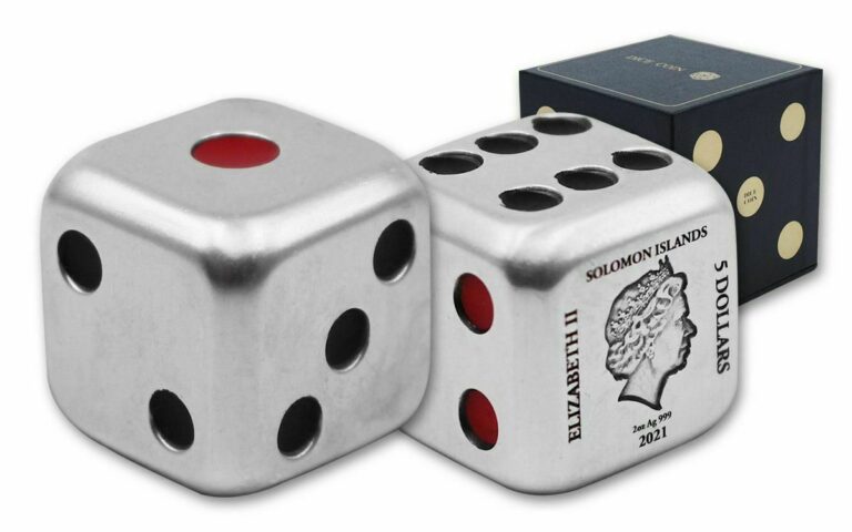 Read more about the article NEW 2021 2oz  SOLOMON ISLANDS DIE GAME DICE  .999 SILVER COIN