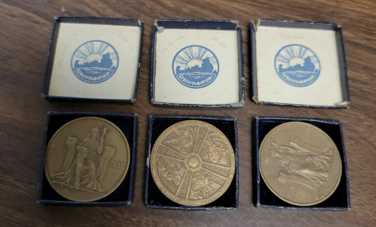 Read more about the article “3” Iceland Medallic 1000 Years Althing Bronze 2 Kronur 1930 Unc w/ Original Box