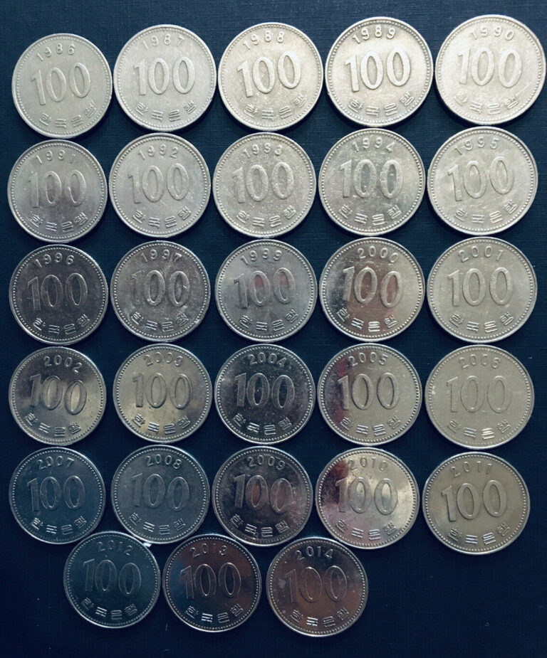 Read more about the article 28 Coin Lot 1986-2014 South Korea 100 Won Coins (except 1998)