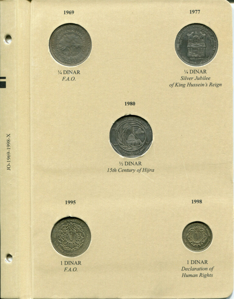 Read more about the article Jordan Album Update Page: 1/4 Dinar 1968+1977; 1/2 Dinar 1980; Dinar 1995+1998