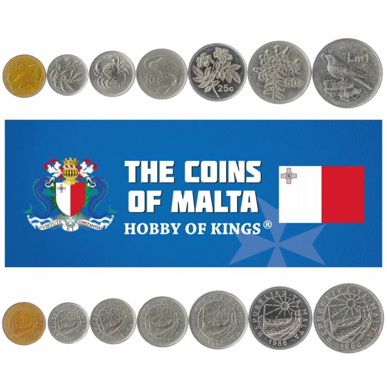 Read more about the article SET OF 7 COINS FROM MALTA. 1 CENT – 1 LIRA. MEDITERRANEAN ISLAND MONEY. 1986