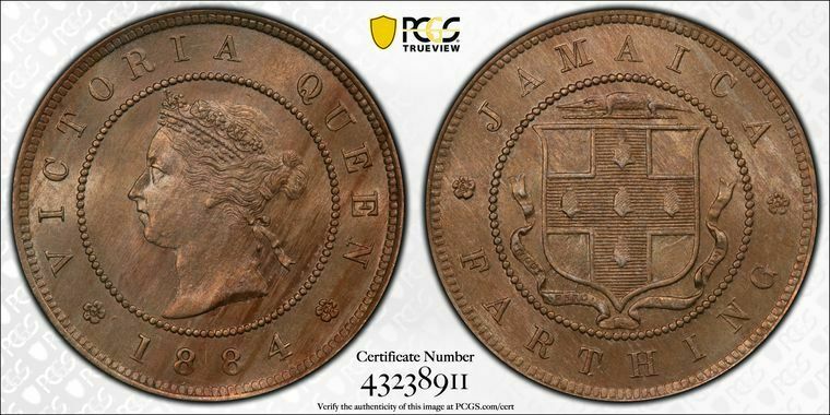 Read more about the article 1884 Jamaica Farthing PCGS MS64 Lot#G1633 Choice UNC!