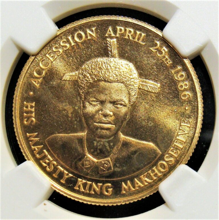 Read more about the article Swaziland: gold 250 Emalangeni  MS68 NGC. Mintage 250 Coins.