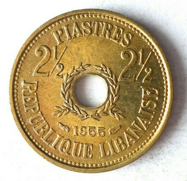 Read more about the article 1955 LEBANON 2 1/2 PIASTRES – AU/UNC Coin – Cold War – Free Ship – Bin #500