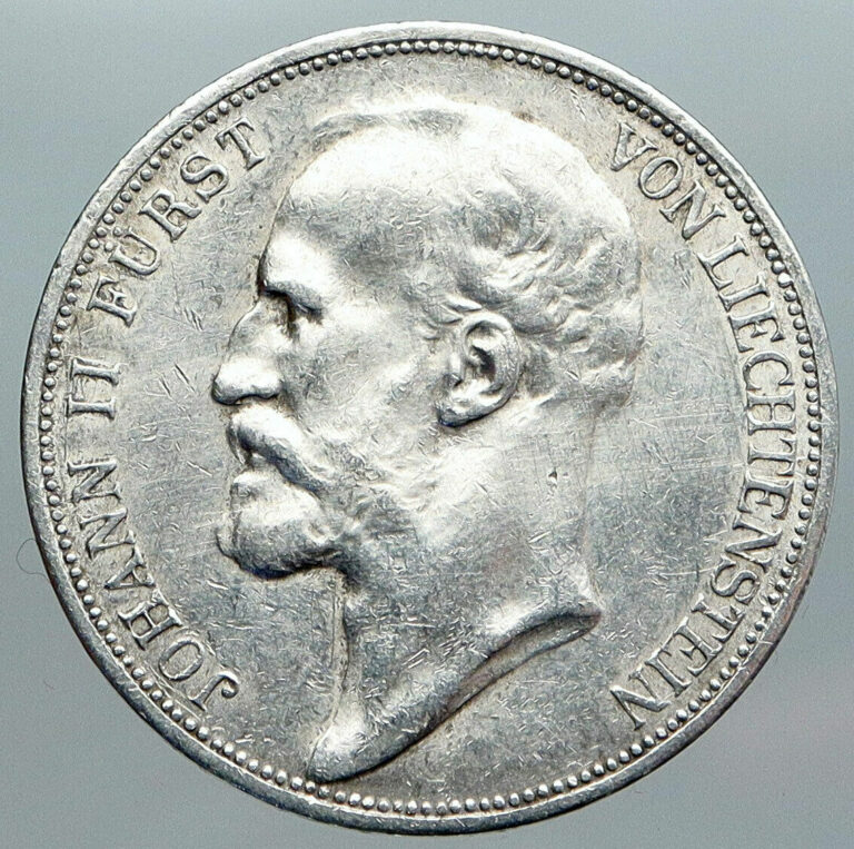 Read more about the article 1912 LIECHTENSTEIN Prince Johann II Vintage ANTIQUE Silver 2 Kronen Coin i88999