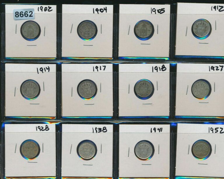 Read more about the article SWEDEN – 25 ORE – SILVER LOT 1902 UP – 12 DIFFERENT – #8662