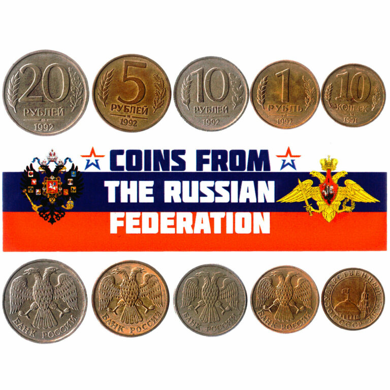 Read more about the article 5 RUSSIAN FEDERATION COINS DIFFERENT EUROPEAN COINS FOREIGN CURRENCY  MONEY