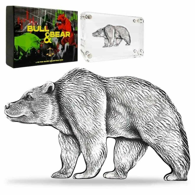 Read more about the article 2021 Chad 1 oz Silver Bear Shaped Antiqued High Relief Coin (w/Box)