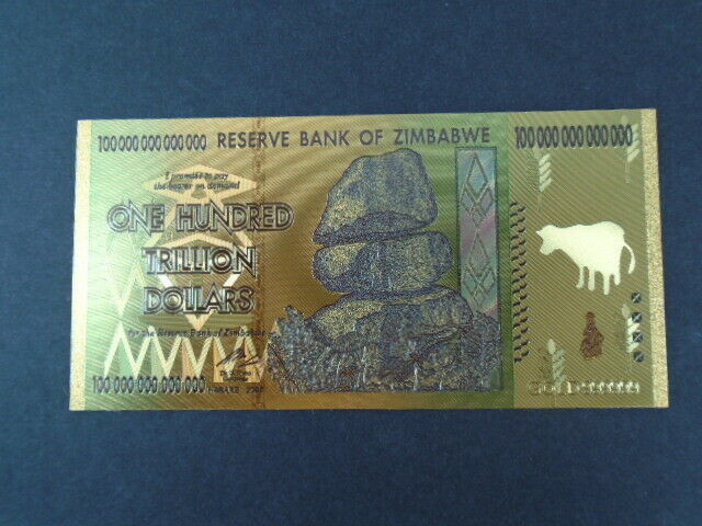 Read more about the article Zimbabwe 100 Trillion Dollars Beautiful Souvenir Gold Banknote