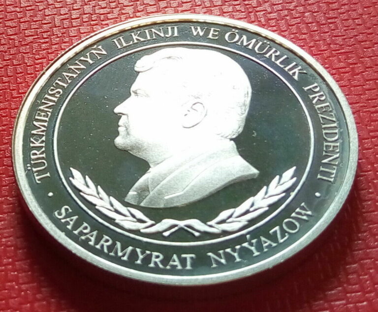 Read more about the article Turkmenistan 500 Manat 2000 President Saparmurat Niyazov Silver Proof Rare Coin