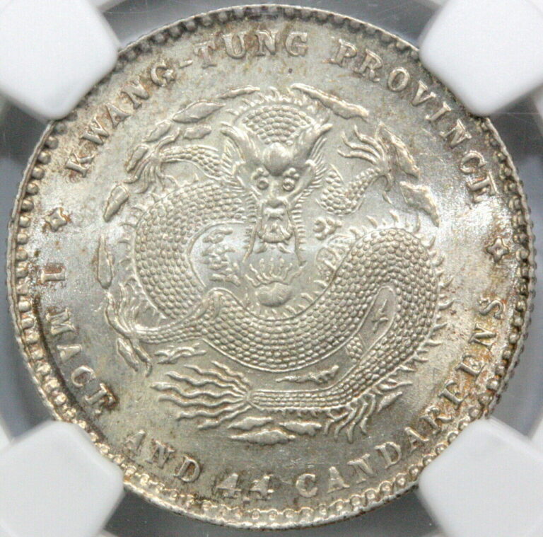 Read more about the article 1909-11 China  Kwangtung 20c Cents – LandM – 139  NGC MS-63