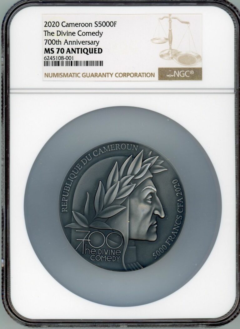 Read more about the article NGC MS70 DIVINE COMEDY DANTE’S INFERNO 2020 CAMEROON 5oz HIGH RELIEF SILVER COIN