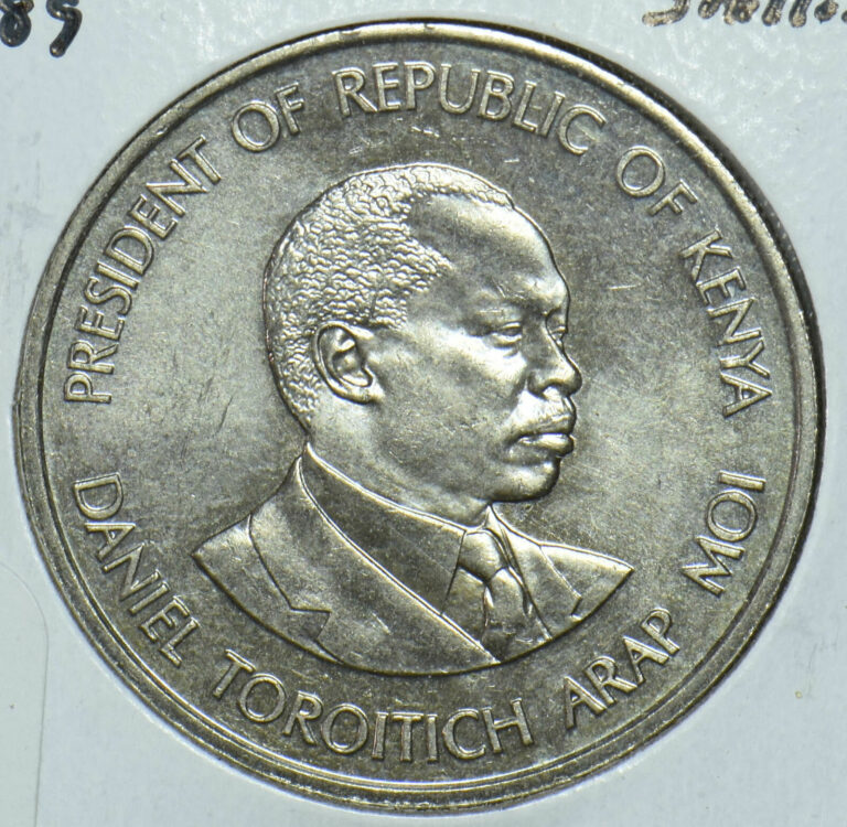 Read more about the article Kenya 1989 Daniel Toroitich Arap Moi Shilling Lions animal President Of Kenya 19