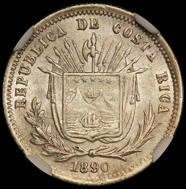 Read more about the article 1890 Heaton Costa Rica 5 Centavos Silver Coin – NGC MS 64 – KM# 128