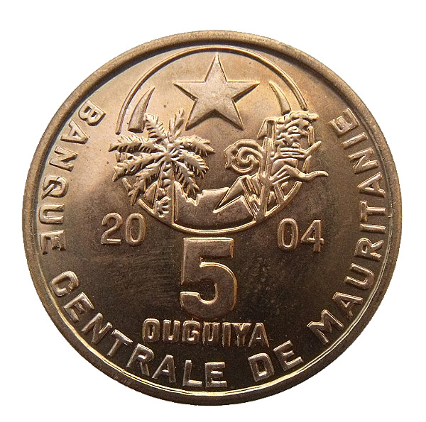 Read more about the article MAURITANIA – ISLAMIC REPUBLIC 5 OUGUIYA 2004 RARE COIN UNC