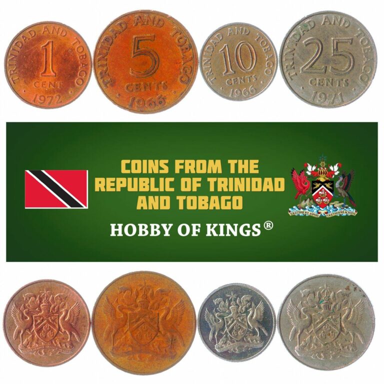 Read more about the article SET OF 4 COINS FROM TRINIDAD AND TOBAGO: 1  5  10  25 CENTS. 1966-1973