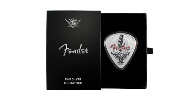 Read more about the article 2021 Solomon Islands 1 Oz 75th Anniversary Fender Guitar Pick $2 Silver Coin