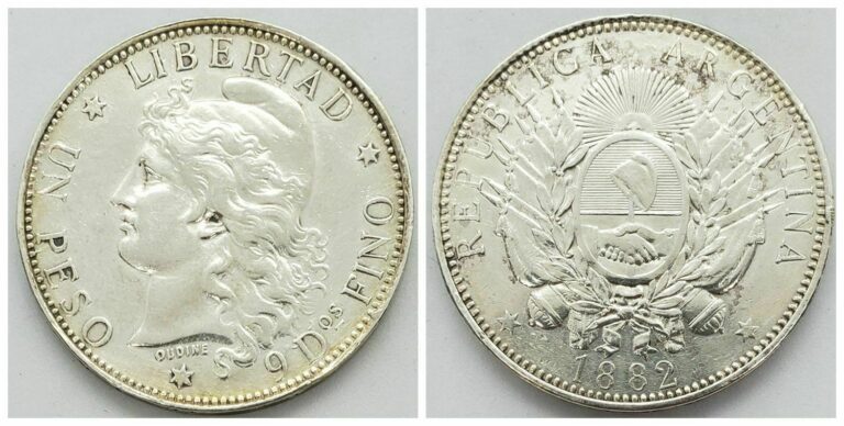 Read more about the article Argentina 1882 Un Peso Large Silver Coin Scarce