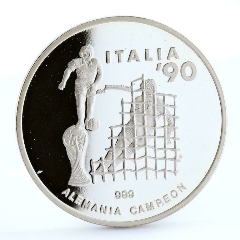 Read more about the article Equatorial Guinea 7000 francos Football World Cup in Italy silver coin 1991