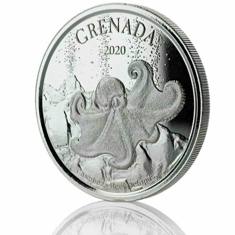 Read more about the article 2020 1 oz .999 Silver Coin – Grenada Octopus Volcano – BU Silver Coin #A527