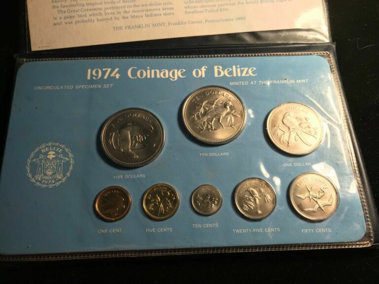Read more about the article Belize 1974 Uncirculated Specimen Set 8 Coins Franklin Mint
