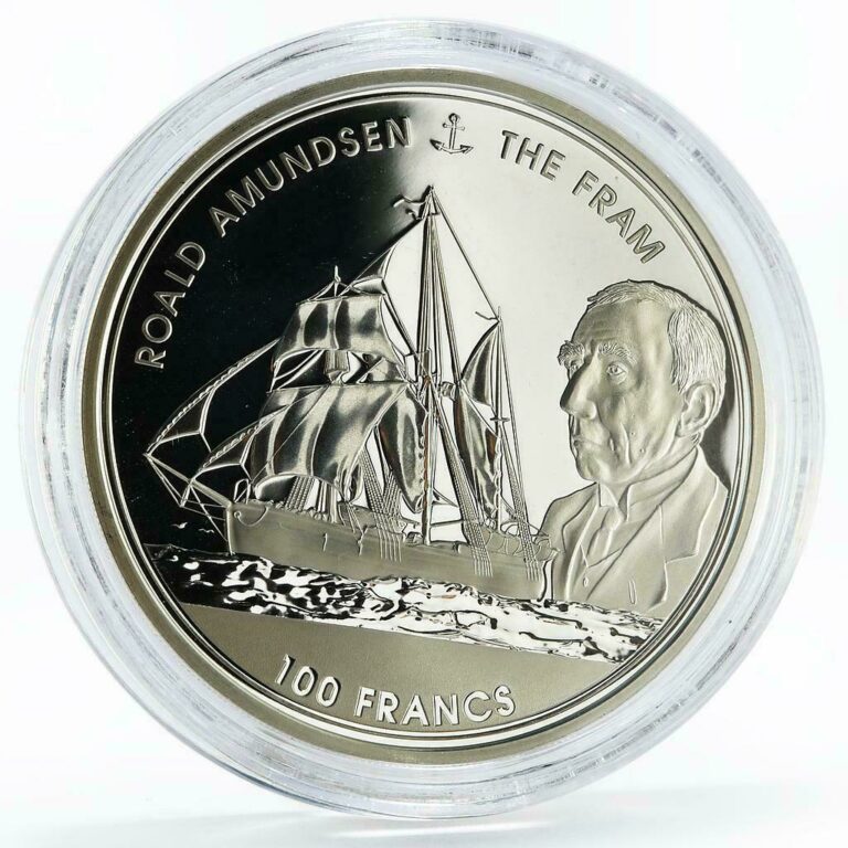 Read more about the article Djibouti 100 francs Roald Amundsen and His Ship The Fram silver coin 2017