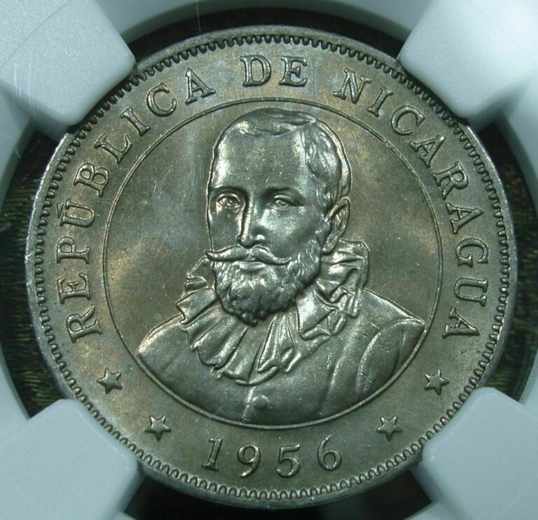 Read more about the article 1956 Nicaragua 50 Centavos.  KM-19.1.  NGC MS 66.  Top Pop