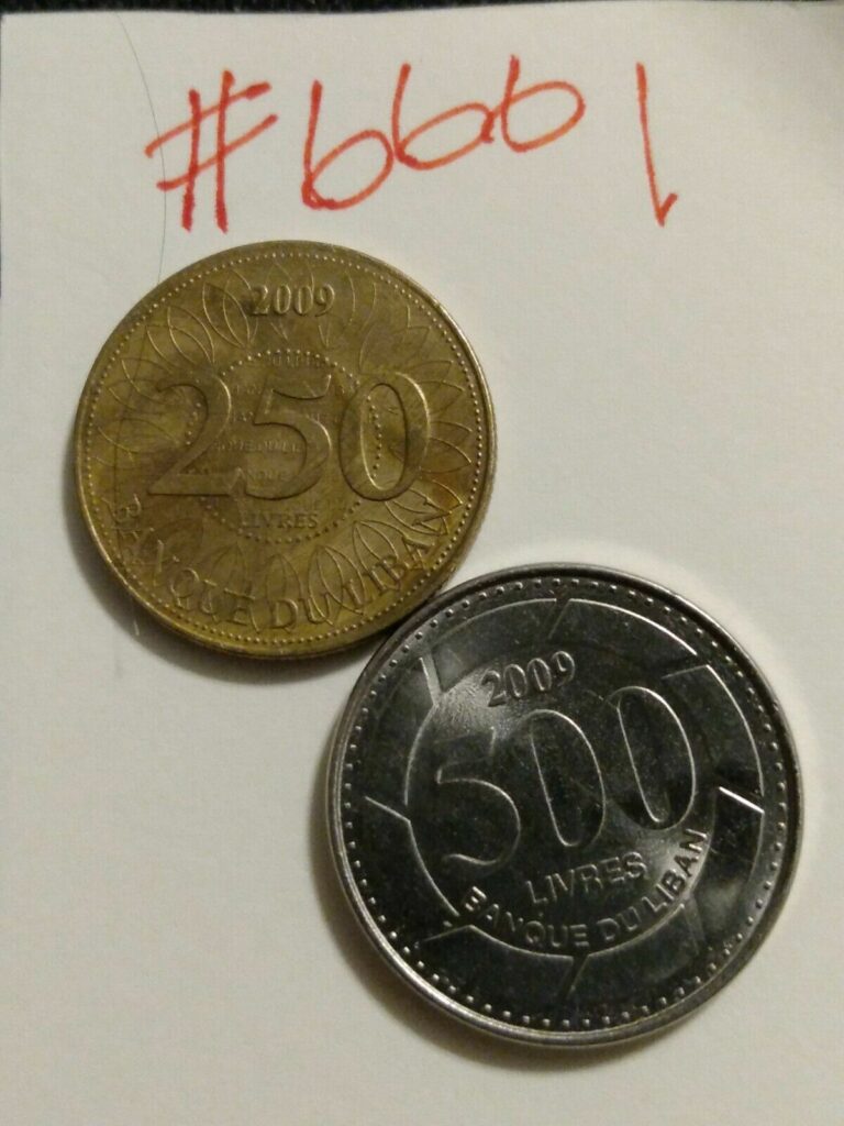 Read more about the article 🇱🇧 2009 Lebanon 250 and 500 Livres Coins  Inv#6661 🇱🇧