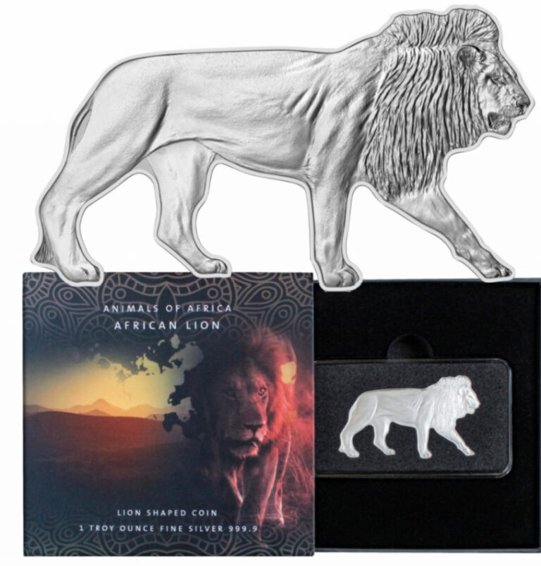 Read more about the article 2021 PAMP African Lion Shaped Coin 1 oz .999 silver Solomon Islands OGP