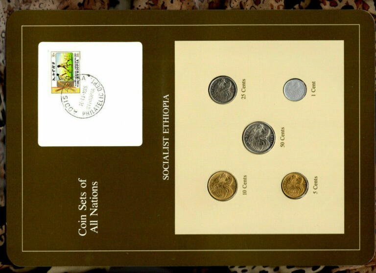 Read more about the article Coin Sets of All Nations Ethiopia w/card 50 25 10 5 1 cent 1977 UNC British Mint