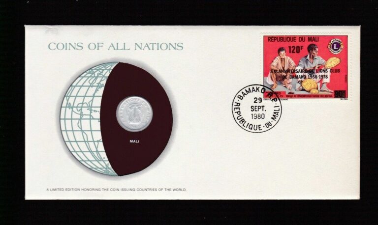 Read more about the article 1980 Mali 1961 5 Francs Maliens Coin Stamp Cover FDC Coins All Nations Set B-879