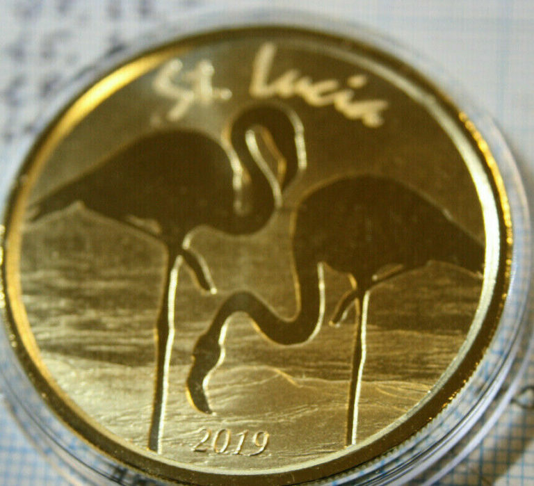 Read more about the article St. Lucia 2 Dollar 2019″ Pink Flamingo “Silver 1 OZ #F4834 GILDET EXTRA RARE