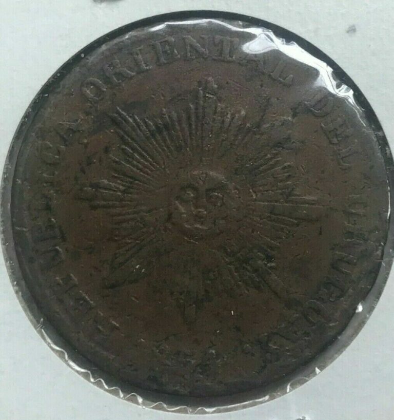 Read more about the article 1854 Uruguay 20 Centesimos – Scarce Copper – Crudely Struck