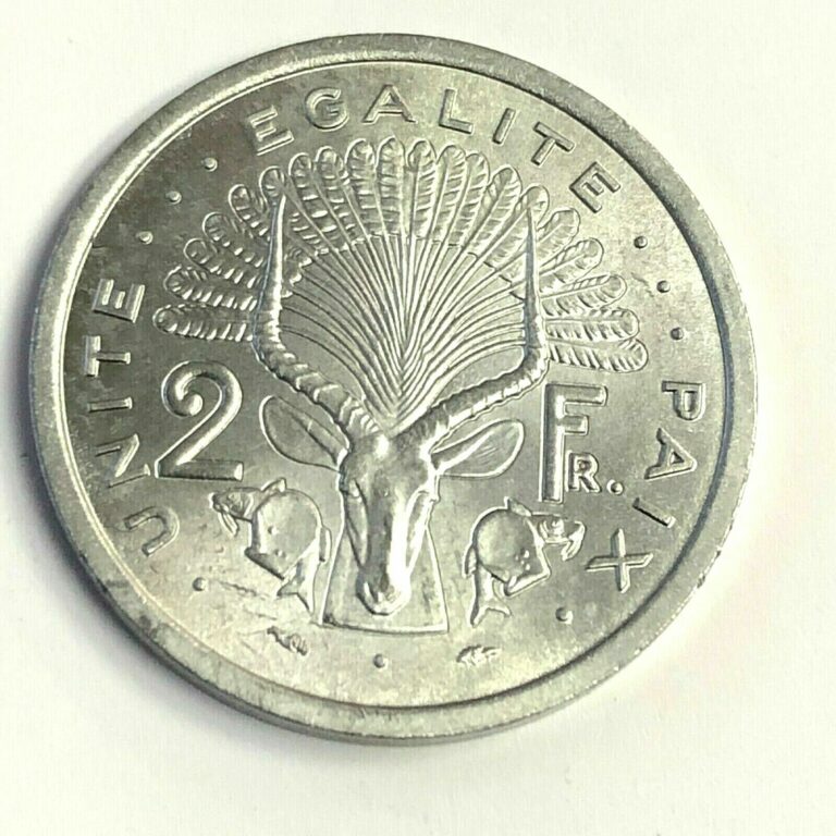 Read more about the article 1977 DJIBOUTI 2 FRANCS  African Waterbuck Antelope coin  KM#21  UNC
