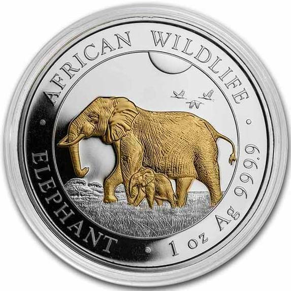 Read more about the article OFFICIAL SOMALIA SILVER ELEPHANT GILDED – 2022 1 oz Pure Silver Coin in Capsule