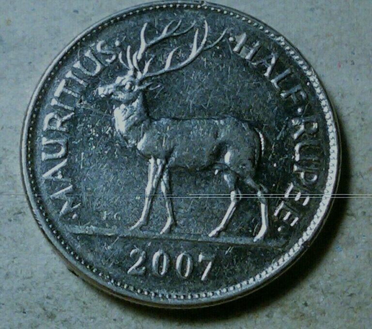 Read more about the article Mauritius half rupee 2007 Deer Stag coin