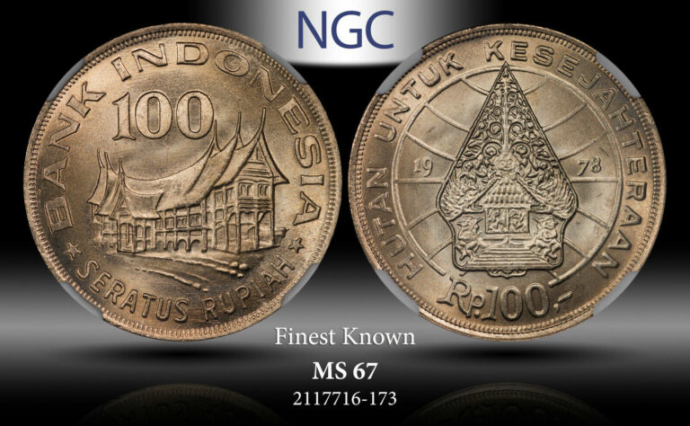 Read more about the article 1978 INDONESIA 100 RUPIAH FORESTRY FOR PROSPERITY NGC MS 67 UNC FINEST KNOWN!