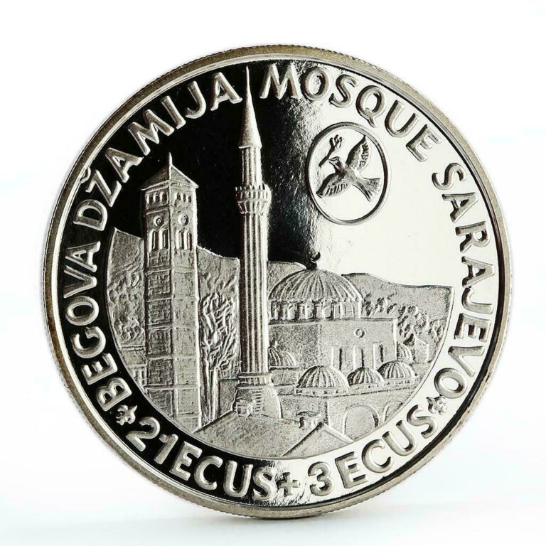 Read more about the article Bosnia and Herzegovina 24 ecu Sarajevo Mosque Landscape proof silver coin 1993