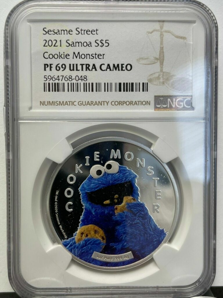 Read more about the article 2021 Samoa $5 Cookie Monster 1 oz .999 Silver Coin  PF 69