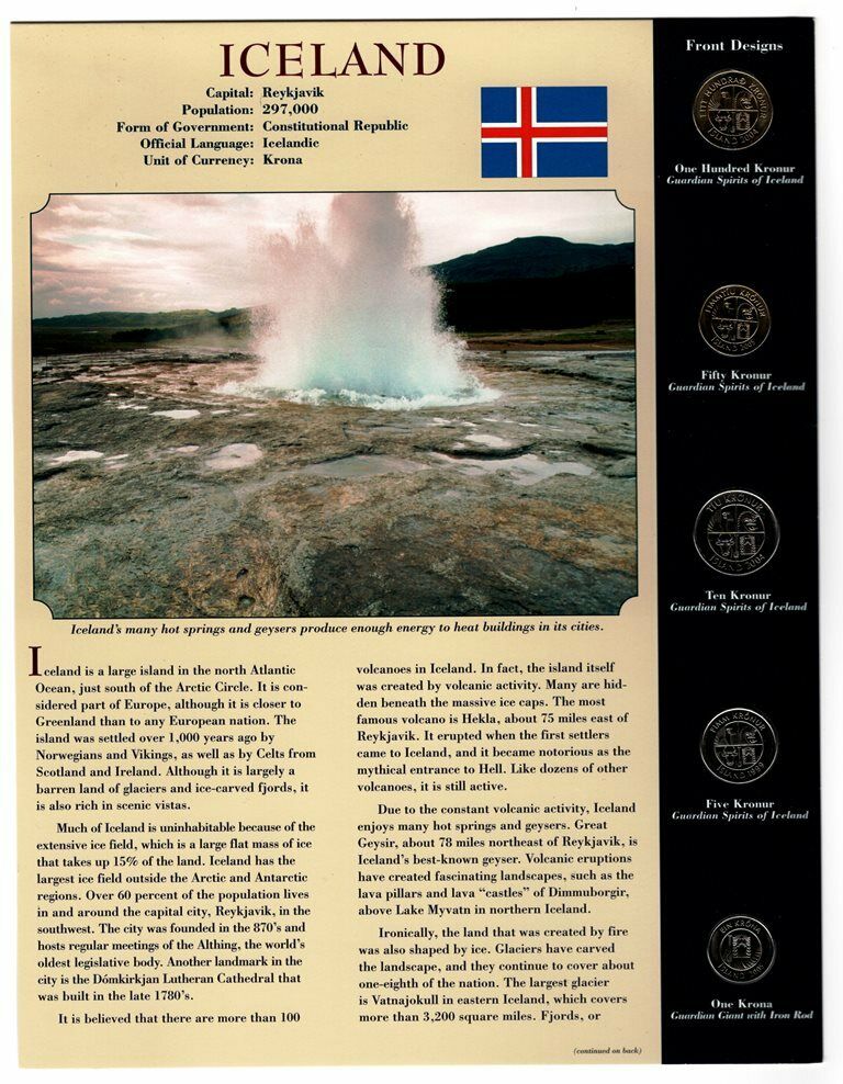 Read more about the article COINS FROM AROUND THE WORLD – ICELAND PANEL…PCS…5-COIN SET..BU UNC