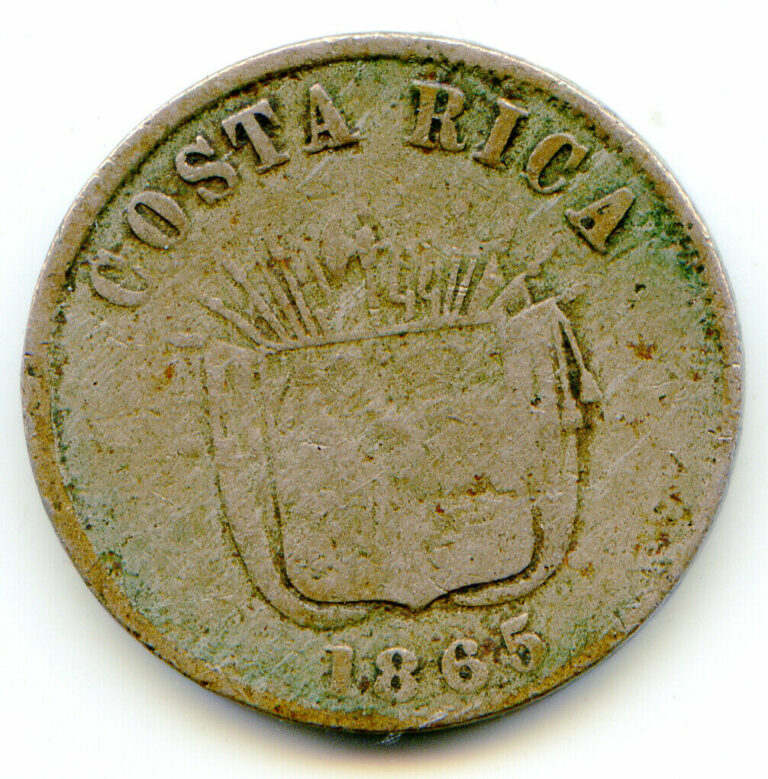 Read more about the article Costa Rica Centavo 1865 KM-109 very rare date    lotjan9340